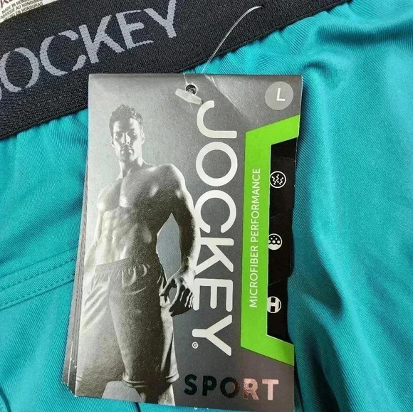Jockey Sport midway brief & crew neck t-shirt bundle turquoise/ black NWT Large - Picture 3 of 6